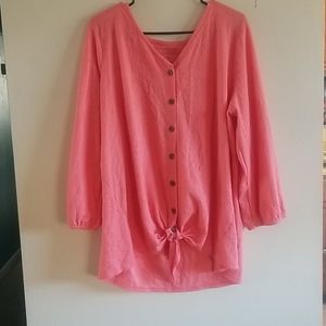 A:glow Maternity Front Tie Jacquard Sleeve Top